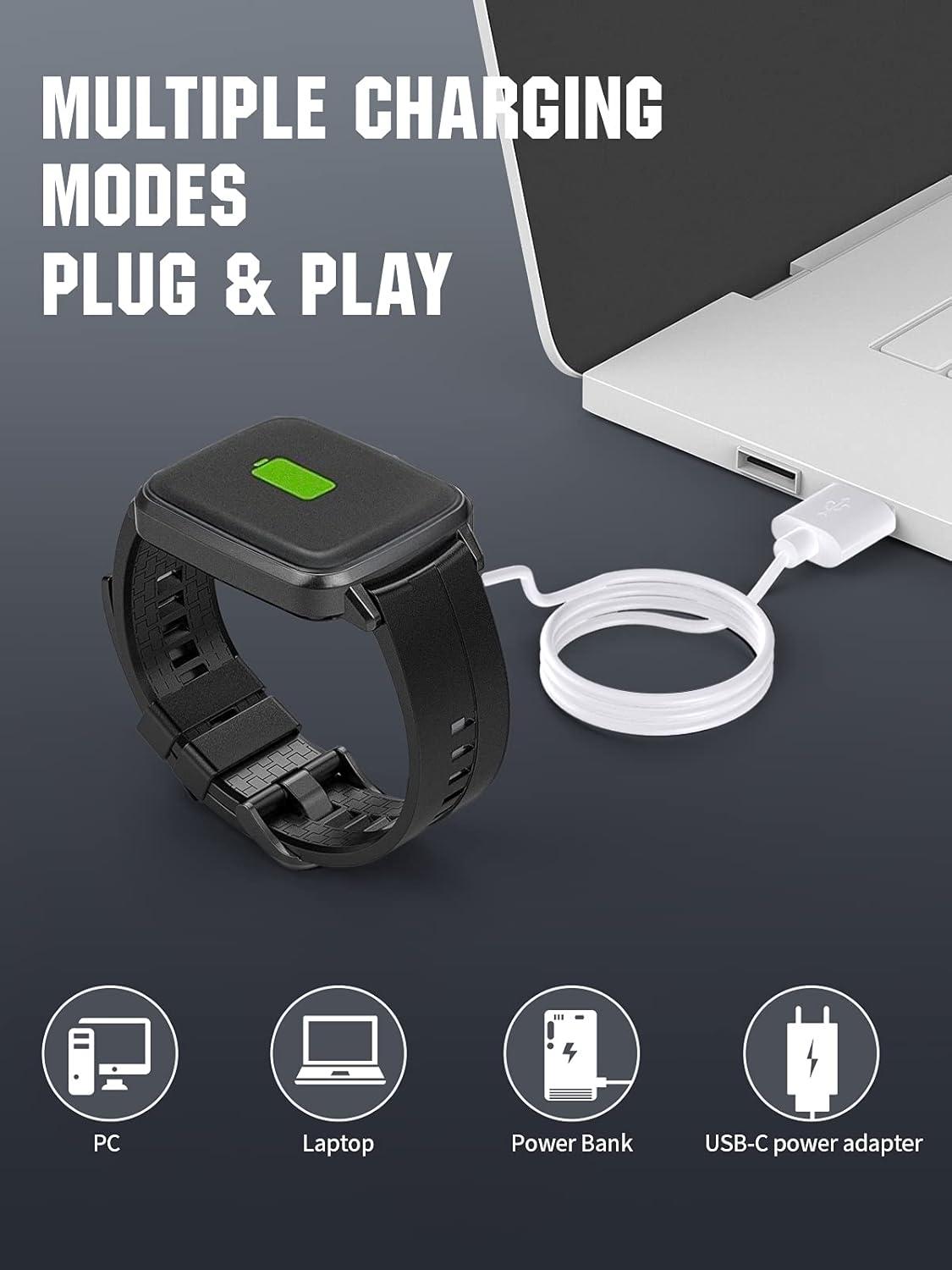 imageTiMOVO 33FT Smart Watch Charger Compatible with YAMAY Letsfit VeryFitPro Magnetic USB Smartwatch Charging Cable for Willful SW021 SW023 SW025Umidigi Uwatch 3S 3 2 2S BlackWhite