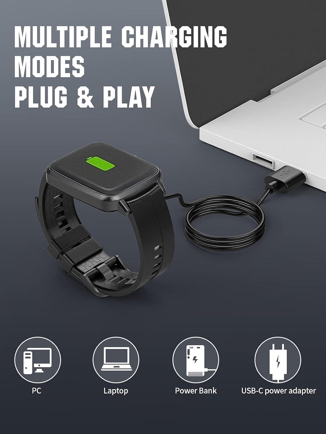 imageTiMOVO 33FT Smart Watch Charger Compatible with YAMAY Letsfit VeryFitPro Magnetic USB Smartwatch Charging Cable for Willful SW021 SW023 SW025Umidigi Uwatch 3S 3 2 2S BlackBlack