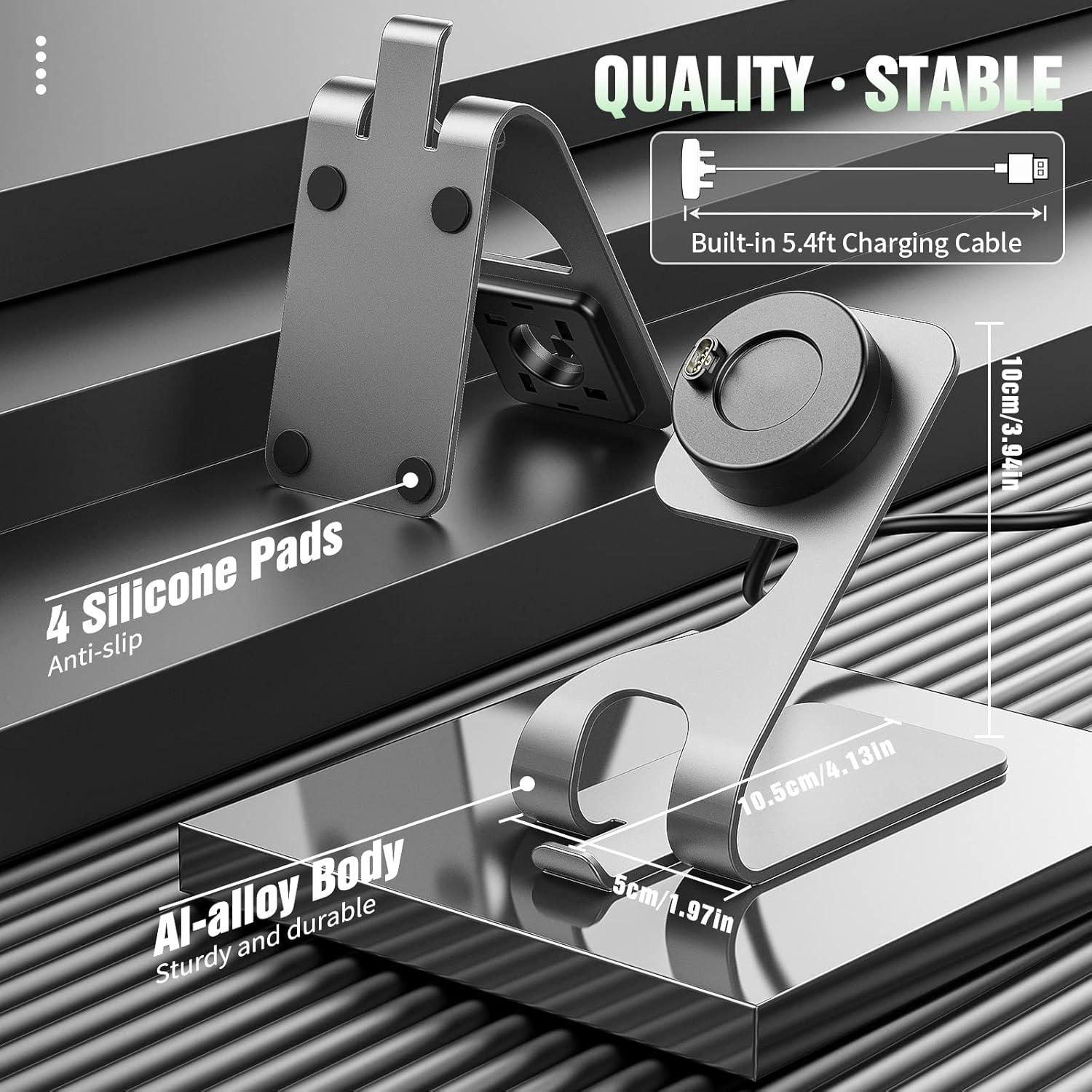 imageTiMOVO Charger Dock Stand for Fenix 5 5S 5X 6 6S 6XInstinctVivoactive 3 4VenuVenu 2Forerunner 245 45 45S 645 745 945 935 with 54ft USB Charging Cable Magnetic Charging Cradle StationSpace Gray