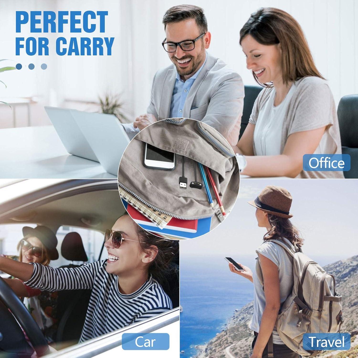 imageTiMOVO Compatible with TicWatch Pro 5TicWatch Pro 3 ChargerTicWatch Pro 3 LTE Charger2 Pcs 33 Ft Magnetic Charging DockUSB Charging Cable Clip CradleReplacement Charger Power Cable Cord Black