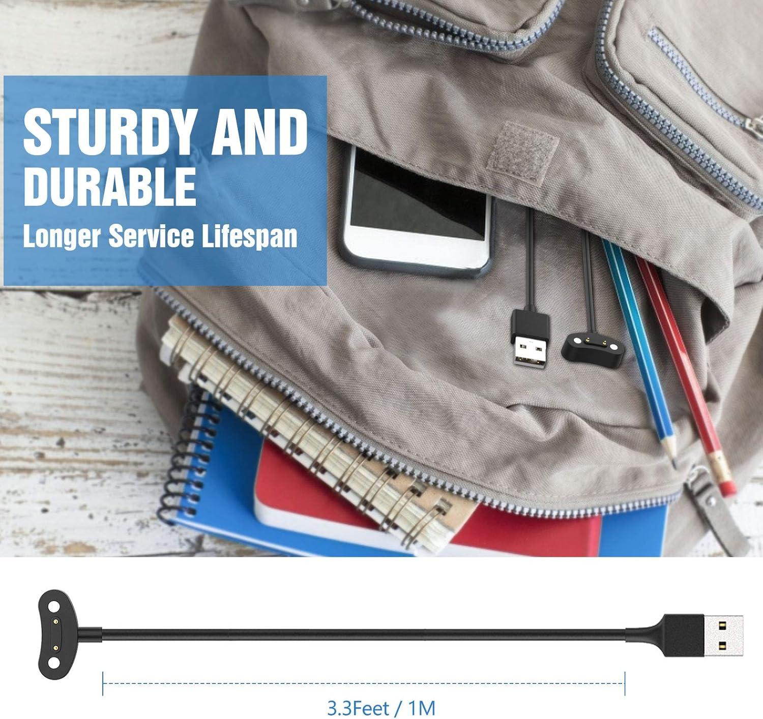 imageTiMOVO Compatible with TicWatch Pro 5TicWatch Pro 3 ChargerTicWatch Pro 3 LTE Charger2 Pcs 33 Ft Magnetic Charging DockUSB Charging Cable Clip CradleReplacement Charger Power Cable Cord Black