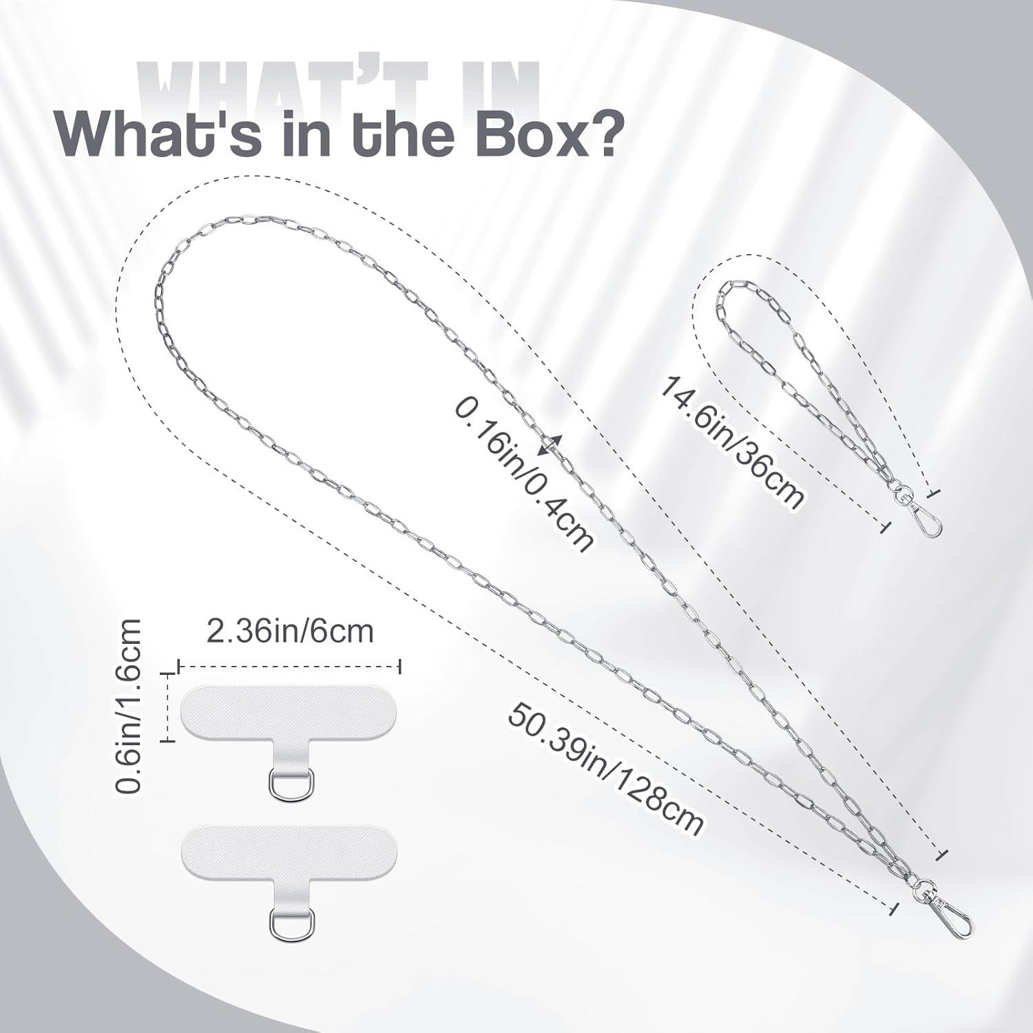 imageTiMOVO Phone Crossbody Strap Universal Phone Lanyard with 1 5039in Metal Phone Strap 1 142in Wrist Strap 2 Pads Phone Lanyards Phone Chain Compatible with Most Smartphones Bright Silver