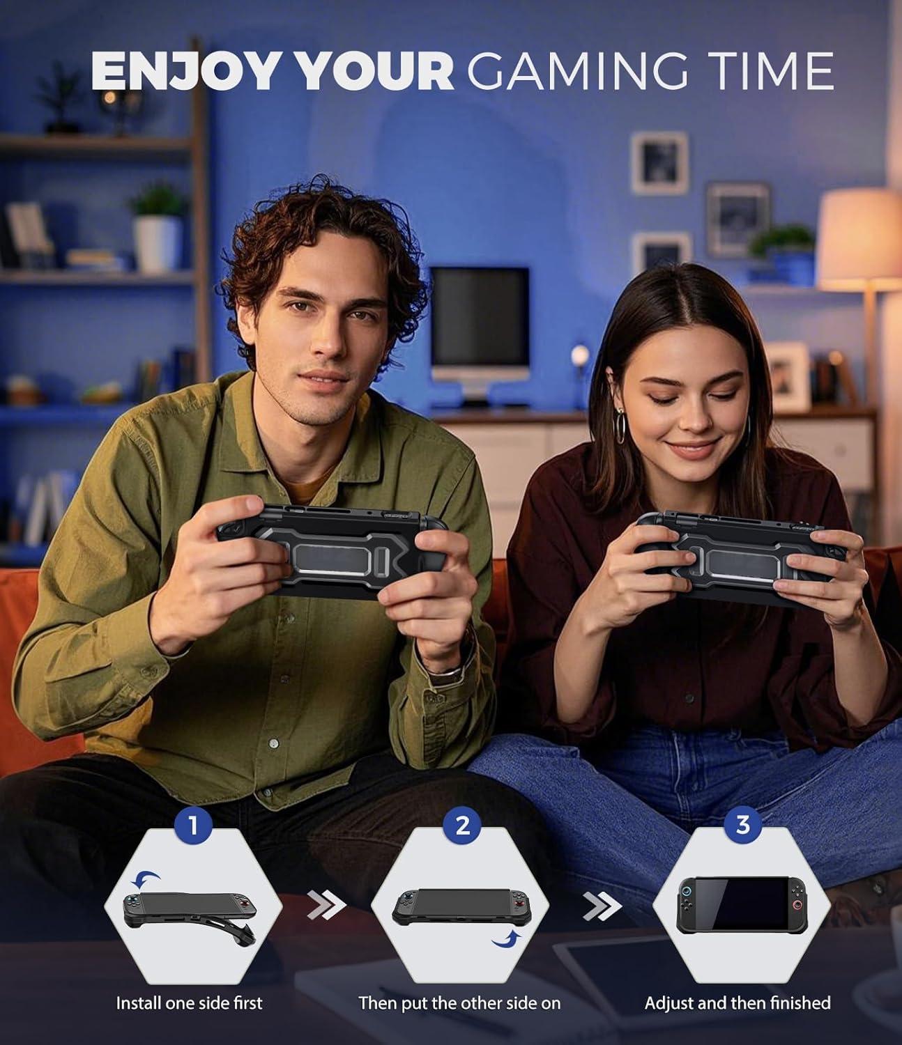 imageTiMOVO Carrying Case Compatible with Nintendo Switch 2 with 10 Game Cartridges and Protective Case for Nintendo Switch 2 with Ergonomic Design Black