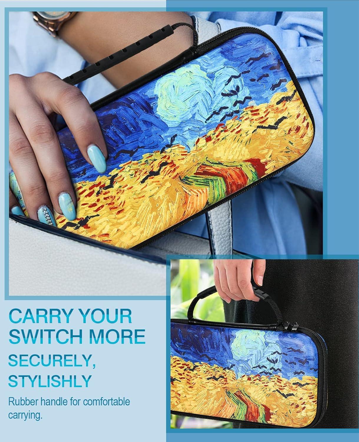 imageTiMOVO Carrying Case Fits for Nintendo Switch OLED Model 2021 ampamp Switch Game Storage Handbag Portable Travel Bag PU Pouch with Pocket for 10 Game Cards ampamp Accessories Crow in the Rye