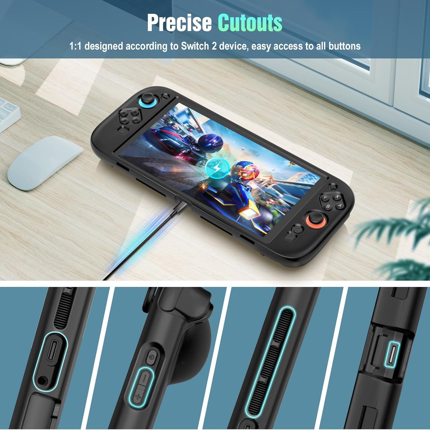 imageTiMOVO Carrying Case for Nintendo Switch 2 2025 with Large Capacity and Protective Silicone Case for Nintendo Switch 2 with Ergonomic Grip Design Black