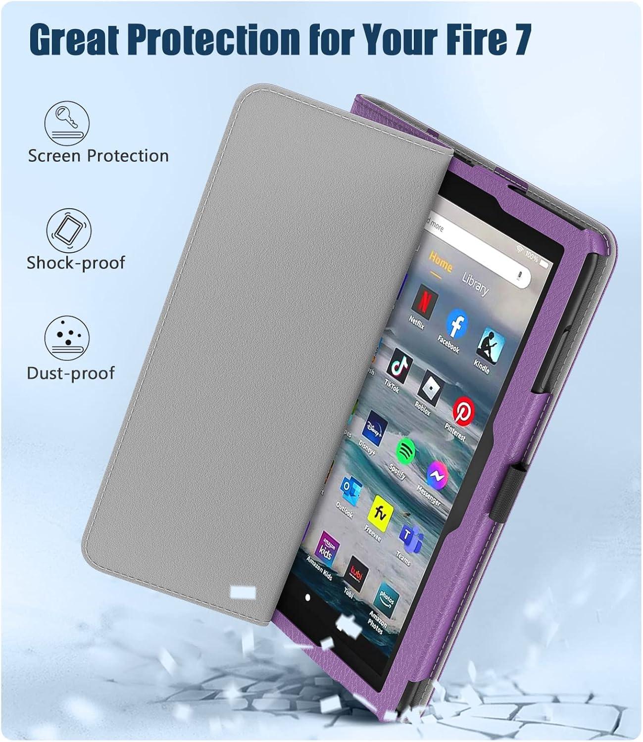 imageTiMOVO Case Fits AllNew Kindle Fire 7 Tablet 7quot 12th Generation 2022 Release Slim Protective Stand Cover PU Leather Shell with Auto WakeSleep Purple