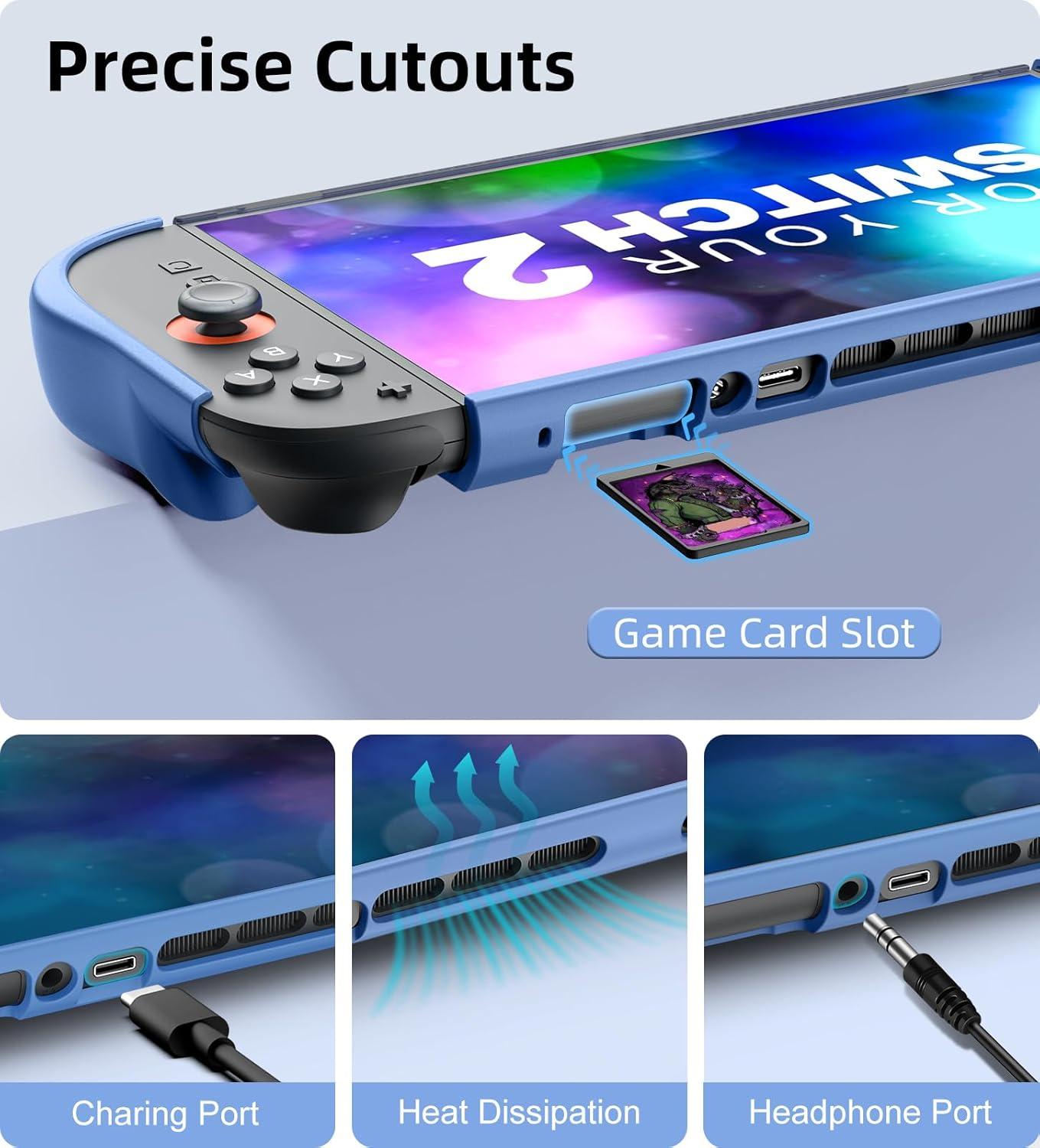 imageTiMOVO Dockable Case for Nintendo Switch 2 2025 TPU Grip Protective Case Accessories with QuickRelease Joycon Design for Switch 2 AntiScratch Shockproof Console Hard Cover GrayBlue