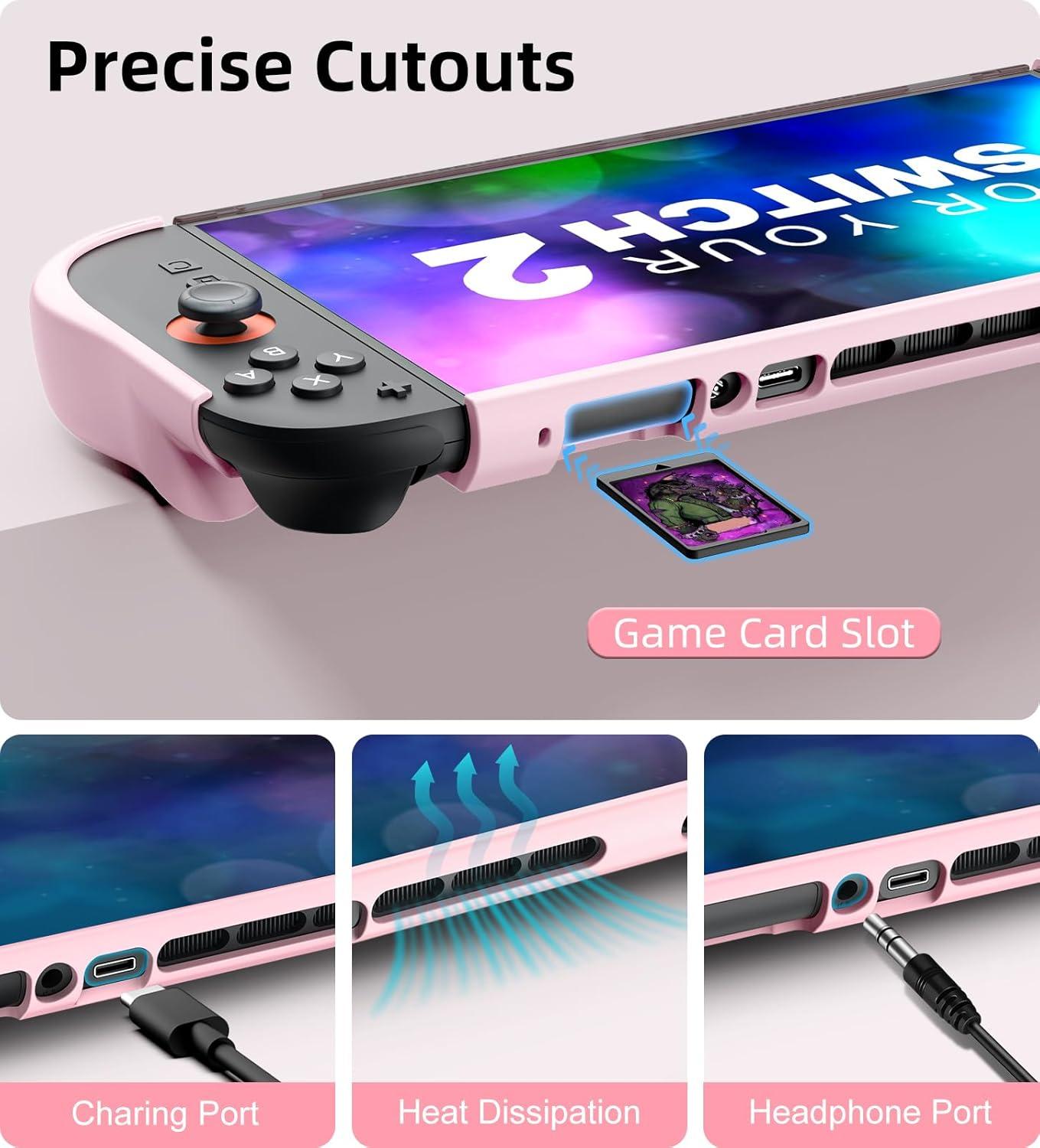 imageTiMOVO Dockable Case for Nintendo Switch 2 2025 TPU Grip Protective Case Accessories with QuickRelease Joycon Design for Switch 2 AntiScratch Shockproof Console Hard Cover GrayPink