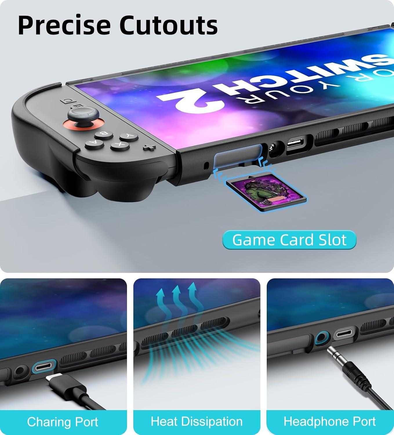 imageTiMOVO Dockable Case for Nintendo Switch 2 2025 TPU Grip Protective Case Accessories with QuickRelease Joycon Design for Switch 2 AntiScratch Shockproof Console Hard Cover GrayBlack