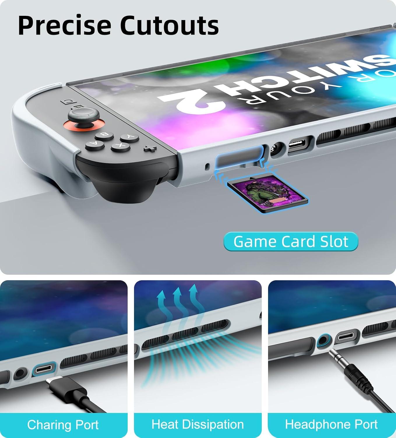 imageTiMOVO Dockable Case for Nintendo Switch 2 2025 TPU Grip Protective Case Accessories with QuickRelease Joycon Design for Switch 2 AntiScratch Shockproof Console Hard Cover GrayGray