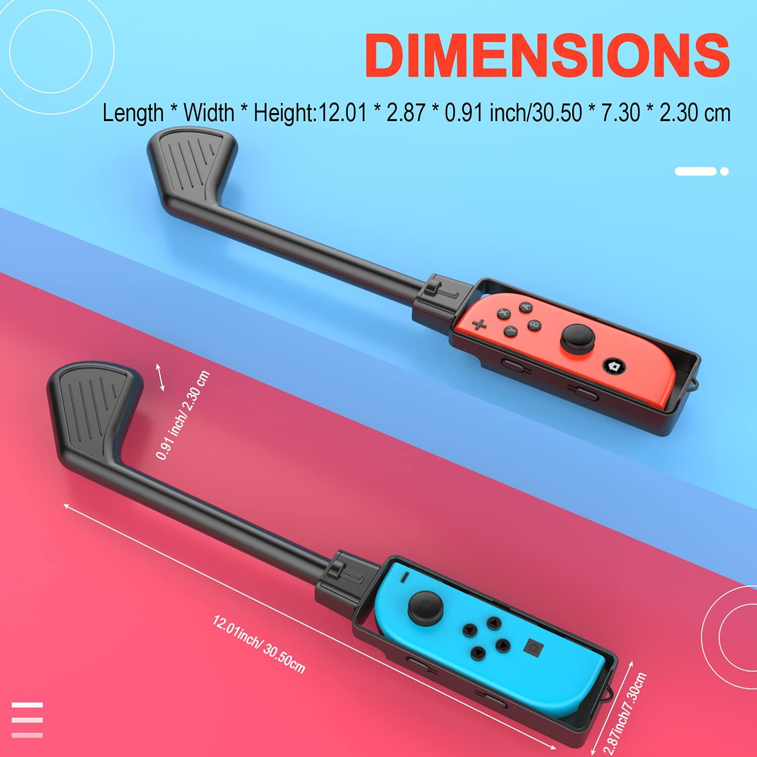 imageTiMOVO Golf Clubs for Switch Mario Golf Super Rush Game 2 Pack Golf Handle Peripherals Golf Grips Sports Game Accessories for Switch JoyCon Controller