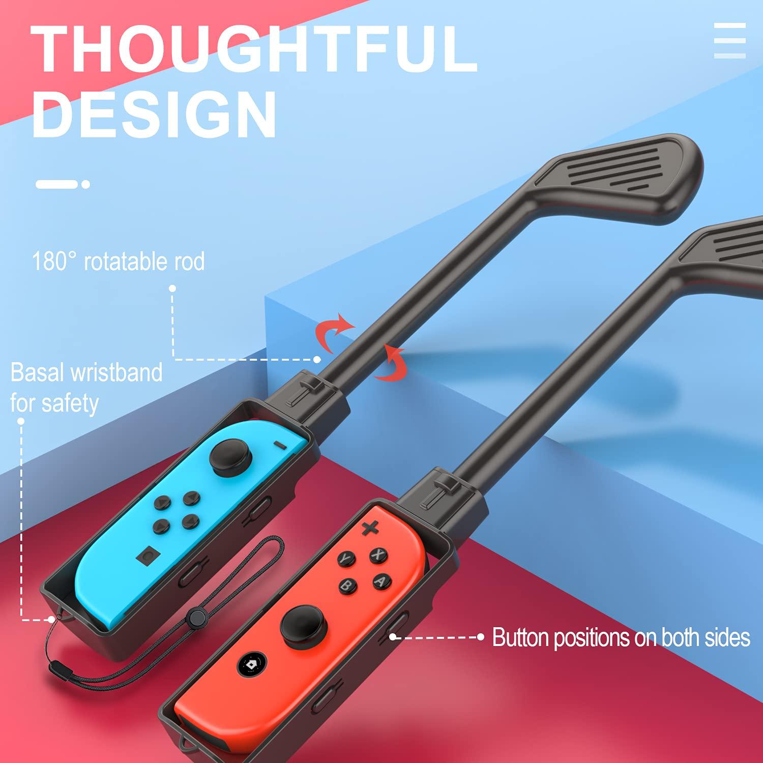 imageTiMOVO Golf Clubs for Switch Mario Golf Super Rush Game 2 Pack Golf Handle Peripherals Golf Grips Sports Game Accessories for Switch JoyCon Controller