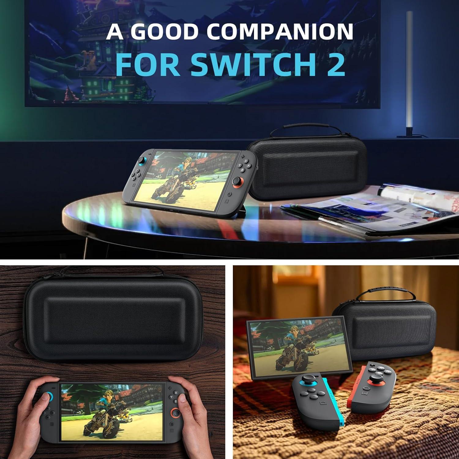 imageTiMOVO Large Capacity Carrying Case for Nintendo Switch 2 2025 Protective Hard Shell Portable Travel Case Pouch for Switch 2 with 20 Game Card Slots and Pockets for Console ampamp Accessories Black
