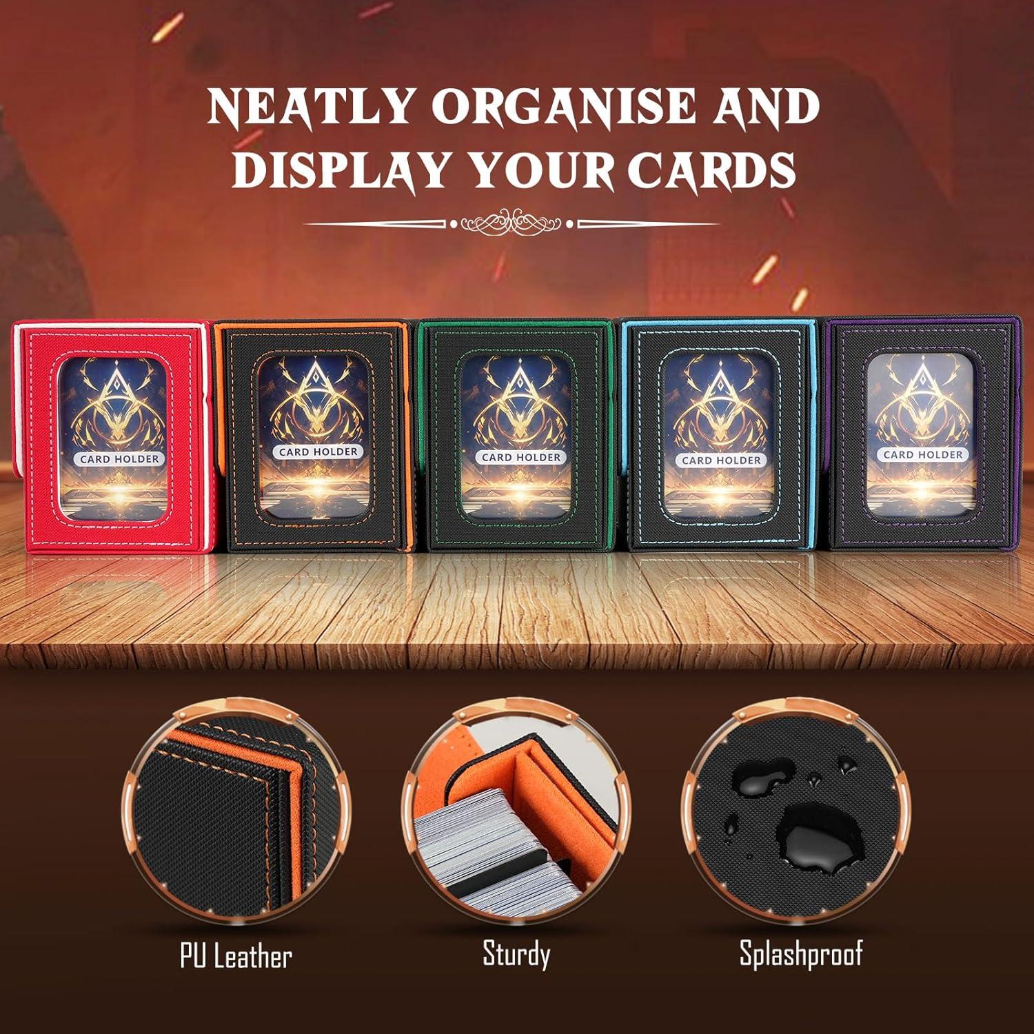 imageTiMOVO MTG Deck Box for 3000 Trading Cards Trading Card Storage Box with 20 Colorful Dividers ampamp 4 Card Supporters 4 Rows Commander Deck Boxes for Magic Game YuGiOh TCG Sport Cards Black GreyBlackOrange