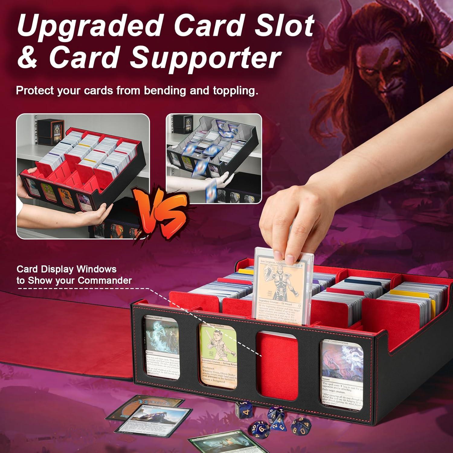 imageTiMOVO MTG Deck Box for 3000 Trading Cards Trading Card Storage Box with 20 Colorful Dividers ampamp 4 Card Supporters 4 Rows Commander Deck Boxes for Magic Game YuGiOh TCG Sport Cards Black GreyBlackRed