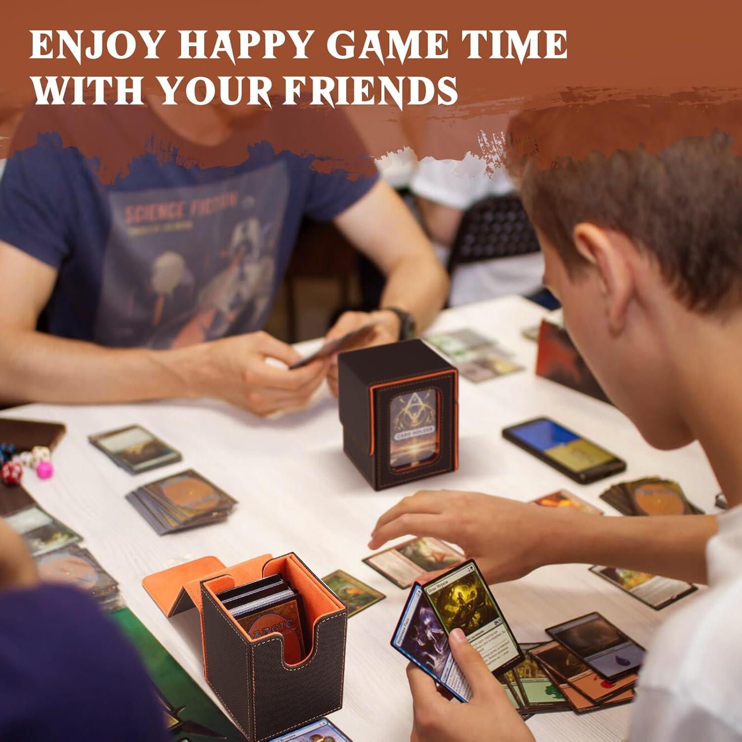 imageTiMOVO MTG Deck Box for 3000 Trading Cards Trading Card Storage Box with 20 Colorful Dividers ampamp 4 Card Supporters 4 Rows Commander Deck Boxes for Magic Game YuGiOh TCG Sport Cards Black GreyBlackOrange