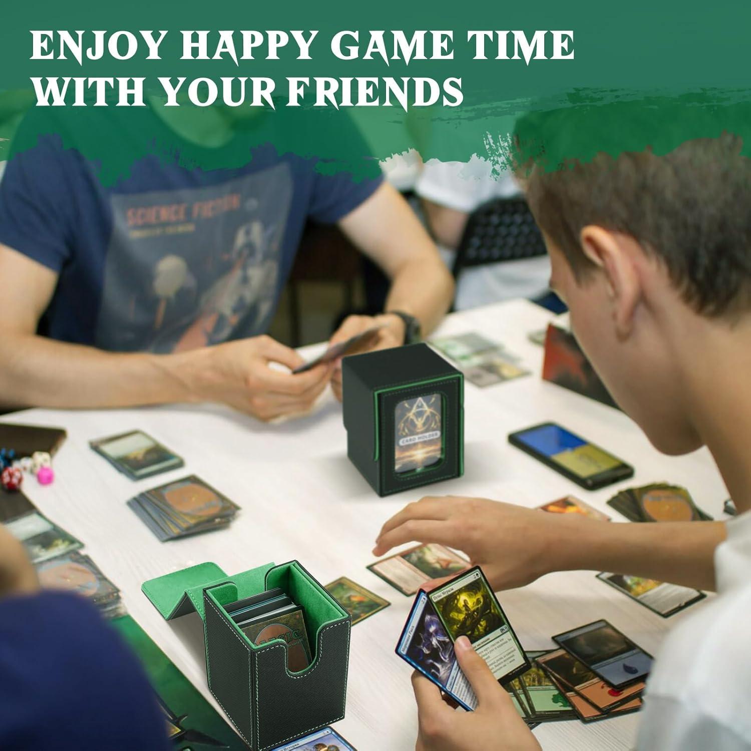 imageTiMOVO MTG Deck Box for 3000 Trading Cards Trading Card Storage Box with 20 Colorful Dividers ampamp 4 Card Supporters 4 Rows Commander Deck Boxes for Magic Game YuGiOh TCG Sport Cards Black GreyBlackGreen