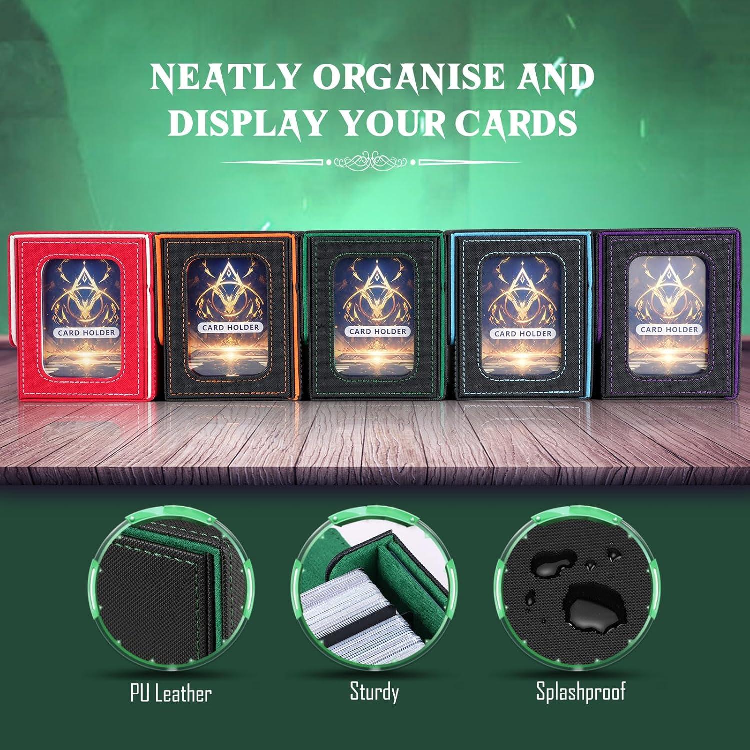 imageTiMOVO MTG Deck Box for 3000 Trading Cards Trading Card Storage Box with 20 Colorful Dividers ampamp 4 Card Supporters 4 Rows Commander Deck Boxes for Magic Game YuGiOh TCG Sport Cards Black GreyBlackGreen