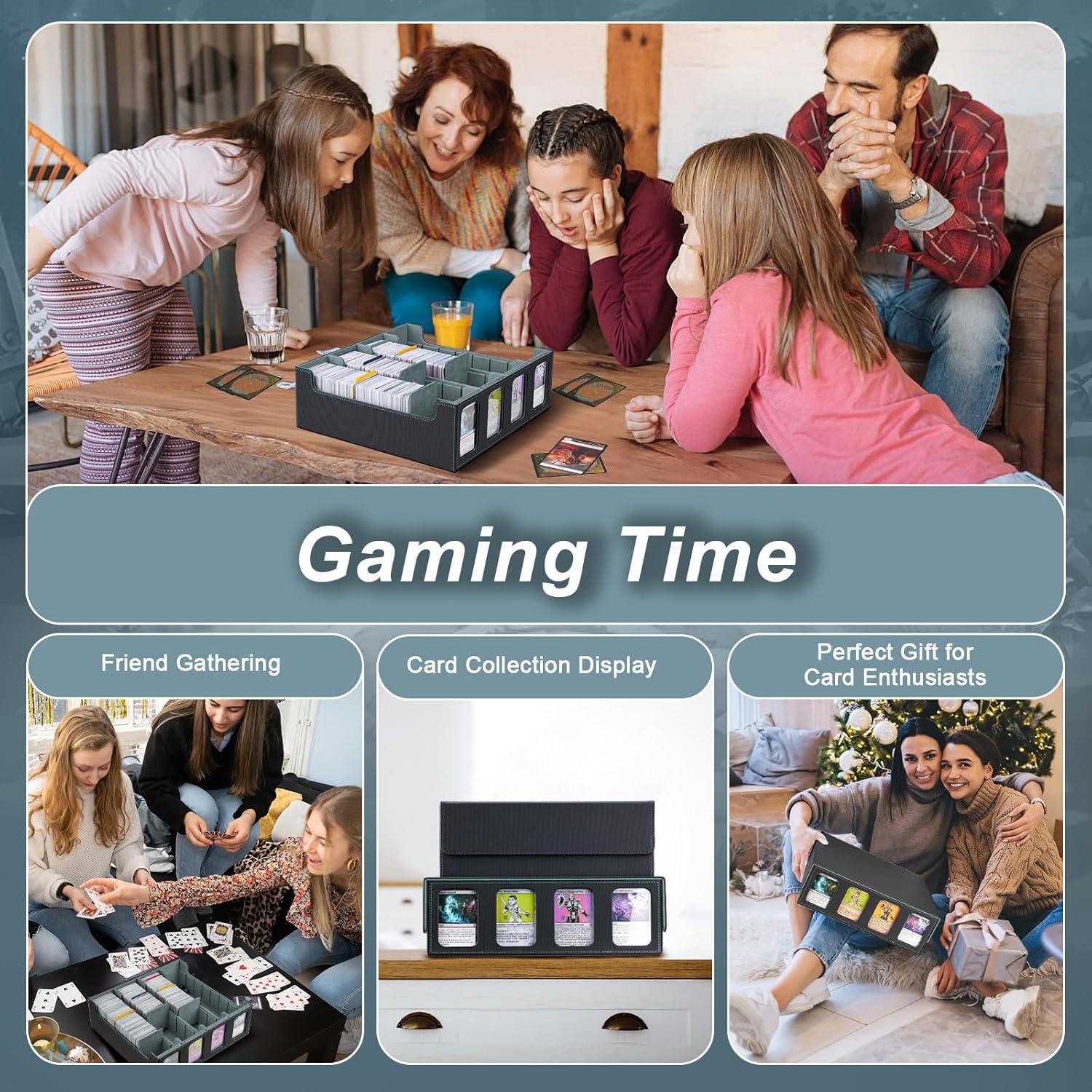 imageTiMOVO MTG Deck Box for 3000 Trading Cards Trading Card Storage Box with 20 Colorful Dividers ampamp 4 Card Supporters 4 Rows Commander Deck Boxes for Magic Game YuGiOh TCG Sport Cards Black GreyBlackGray