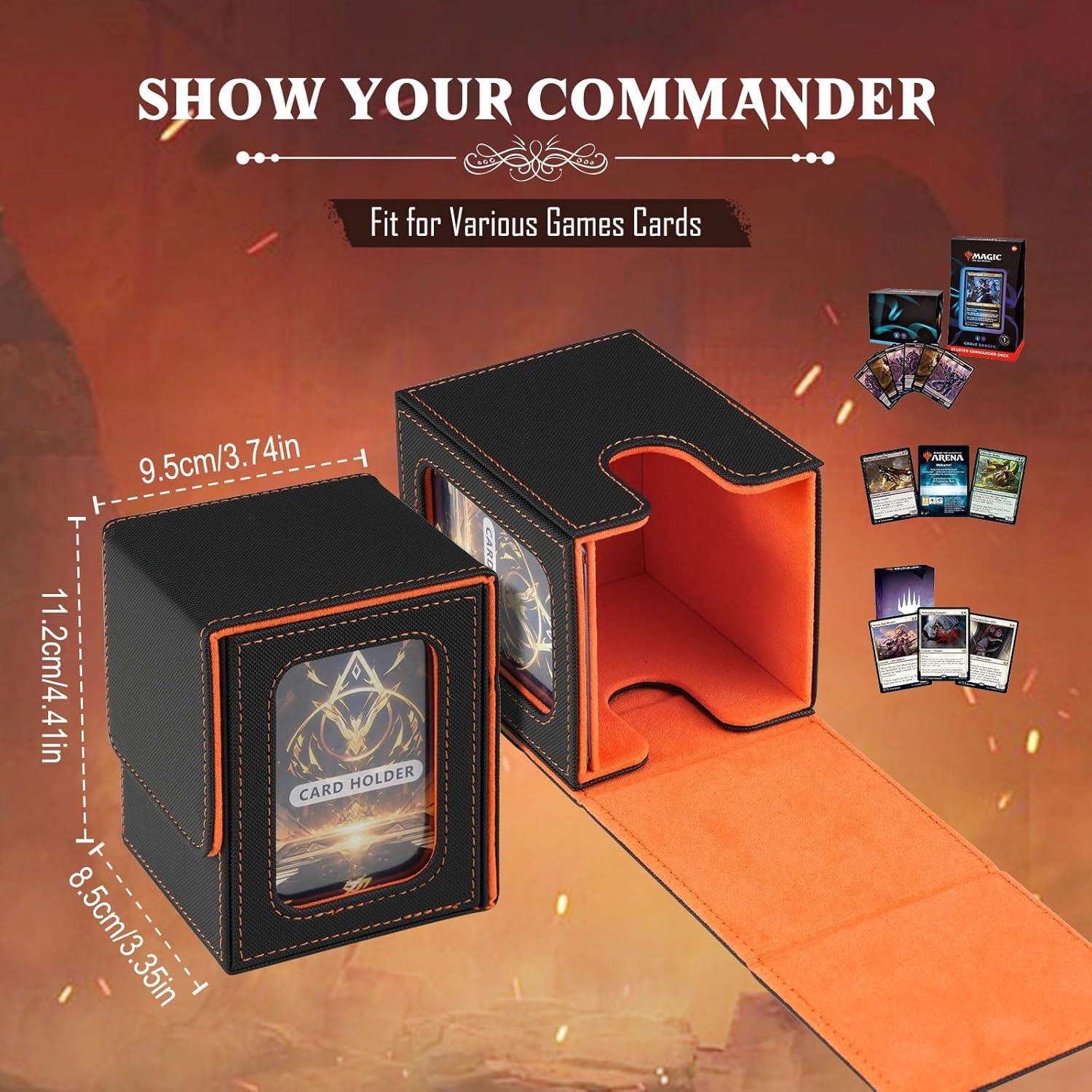 imageTiMOVO MTG Deck Box for 3000 Trading Cards Trading Card Storage Box with 20 Colorful Dividers ampamp 4 Card Supporters 4 Rows Commander Deck Boxes for Magic Game YuGiOh TCG Sport Cards Black GreyBlackOrange