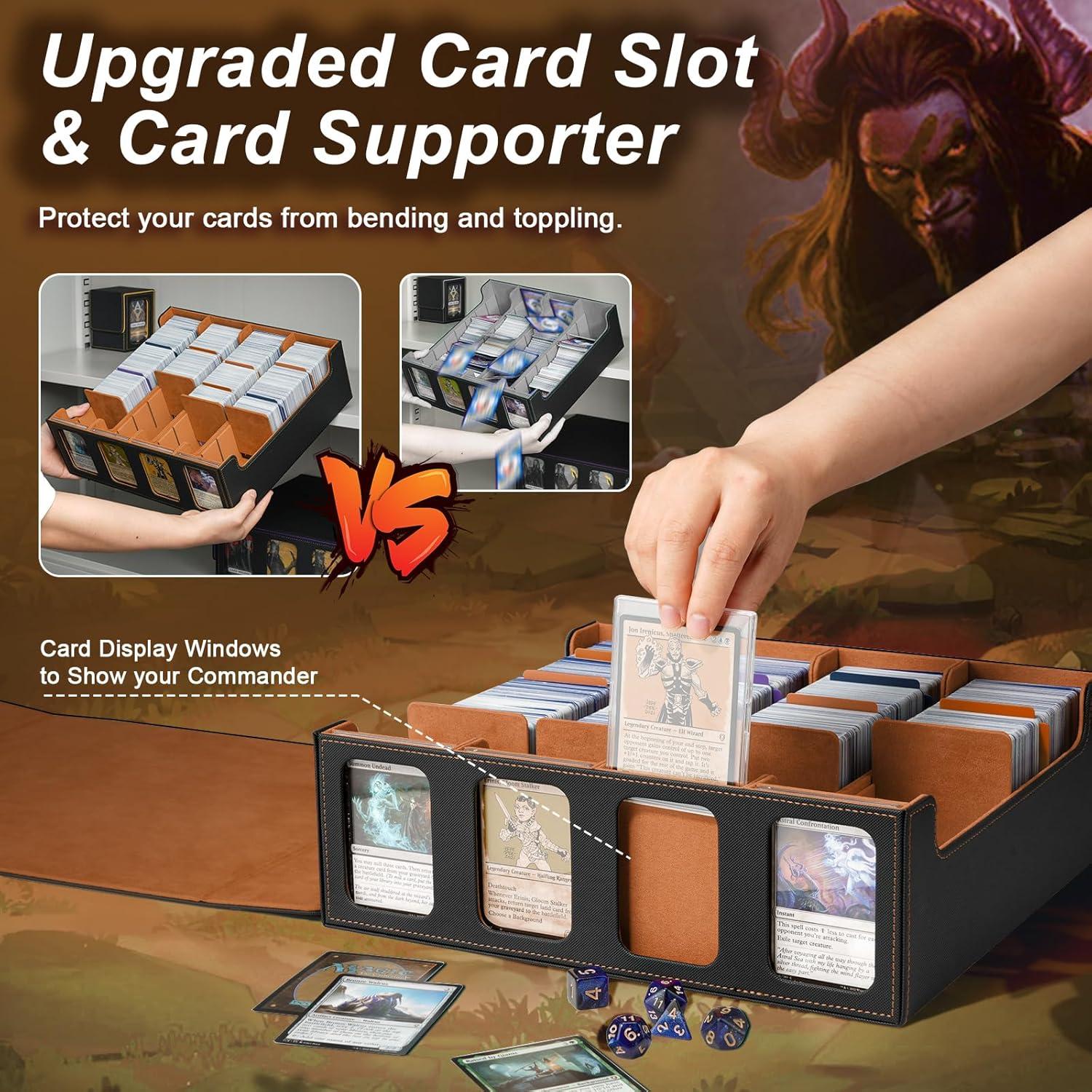 imageTiMOVO MTG Deck Box for 3000 Trading Cards Trading Card Storage Box with 20 Colorful Dividers ampamp 4 Card Supporters 4 Rows Commander Deck Boxes for Magic Game YuGiOh TCG Sport Cards Black GreyGold