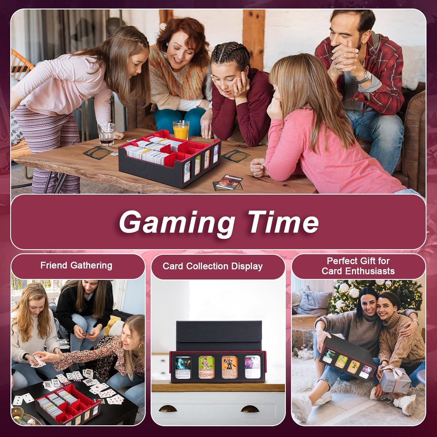 imageTiMOVO MTG Deck Box for 3000 Trading Cards Trading Card Storage Box with 20 Colorful Dividers ampamp 4 Card Supporters 4 Rows Commander Deck Boxes for Magic Game YuGiOh TCG Sport Cards Black GreyBlackRed