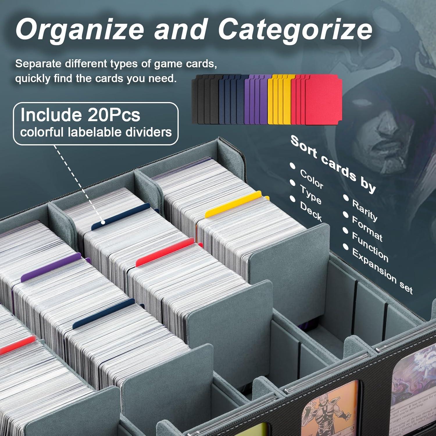 imageTiMOVO MTG Deck Box for 3000 Trading Cards Trading Card Storage Box with 20 Colorful Dividers ampamp 4 Card Supporters 4 Rows Commander Deck Boxes for Magic Game YuGiOh TCG Sport Cards Black GreyBlackGray
