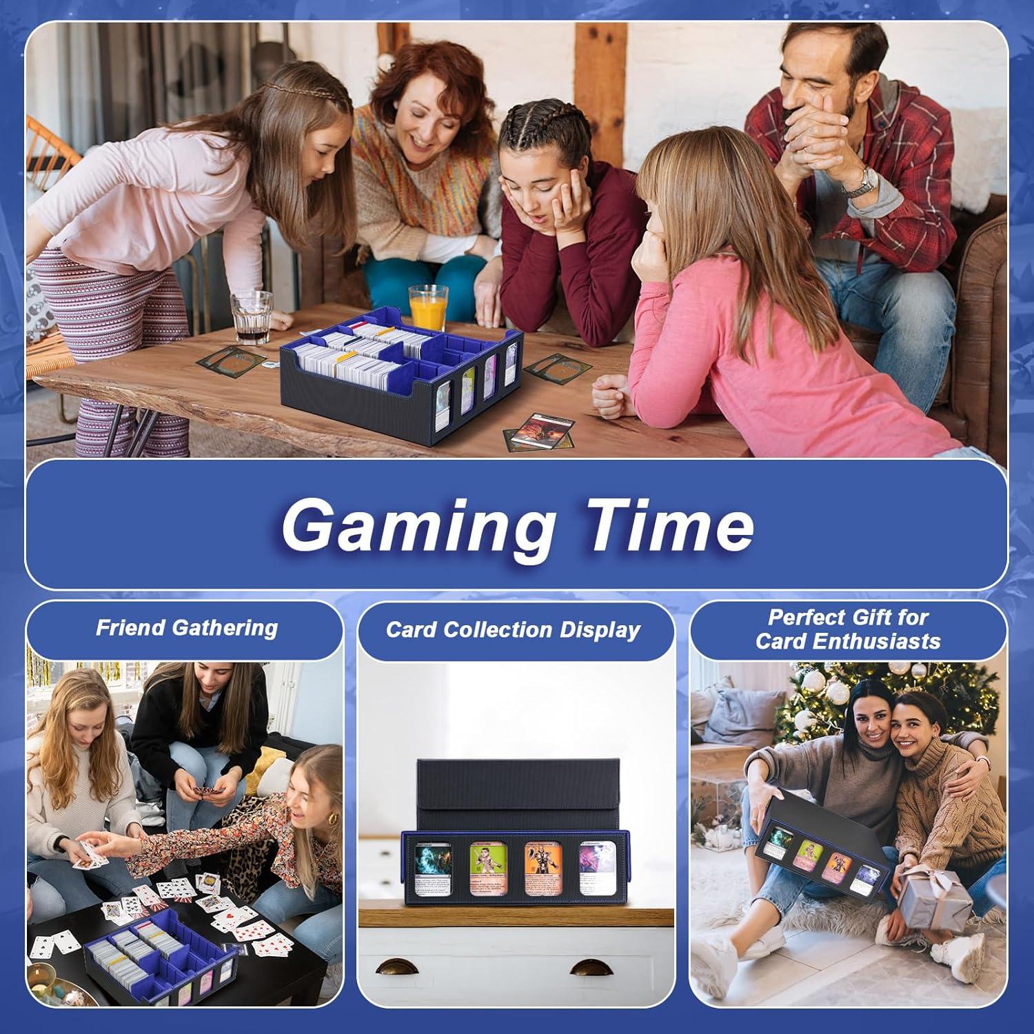 imageTiMOVO MTG Deck Box for 3000 Trading Cards Trading Card Storage Box with 20 Colorful Dividers ampamp 4 Card Supporters 4 Rows Commander Deck Boxes for Magic Game YuGiOh TCG Sport Cards Black GreyBlackBlue