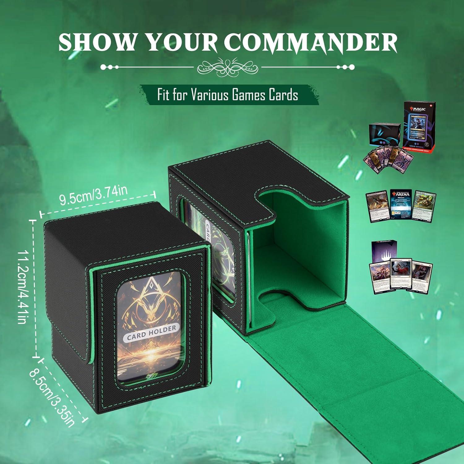 imageTiMOVO MTG Deck Box for 3000 Trading Cards Trading Card Storage Box with 20 Colorful Dividers ampamp 4 Card Supporters 4 Rows Commander Deck Boxes for Magic Game YuGiOh TCG Sport Cards Black GreyBlackGreen