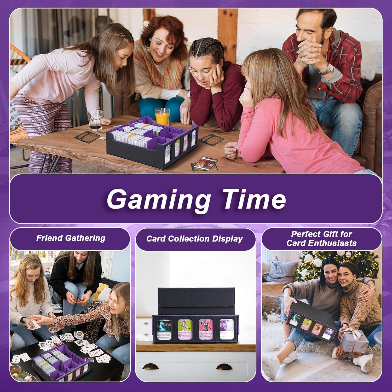 imageTiMOVO MTG Deck Box for 3000 Trading Cards Trading Card Storage Box with 20 Colorful Dividers ampamp 4 Card Supporters 4 Rows Commander Deck Boxes for Magic Game YuGiOh TCG Sport Cards Black GreyBlack Purple