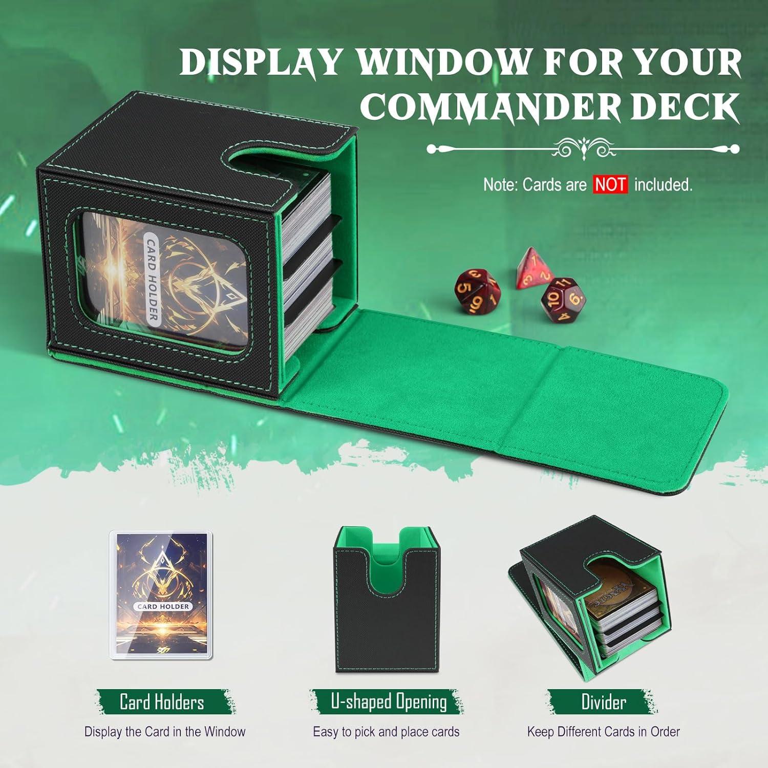 imageTiMOVO MTG Deck Box for 3000 Trading Cards Trading Card Storage Box with 20 Colorful Dividers ampamp 4 Card Supporters 4 Rows Commander Deck Boxes for Magic Game YuGiOh TCG Sport Cards Black GreyBlackGreen