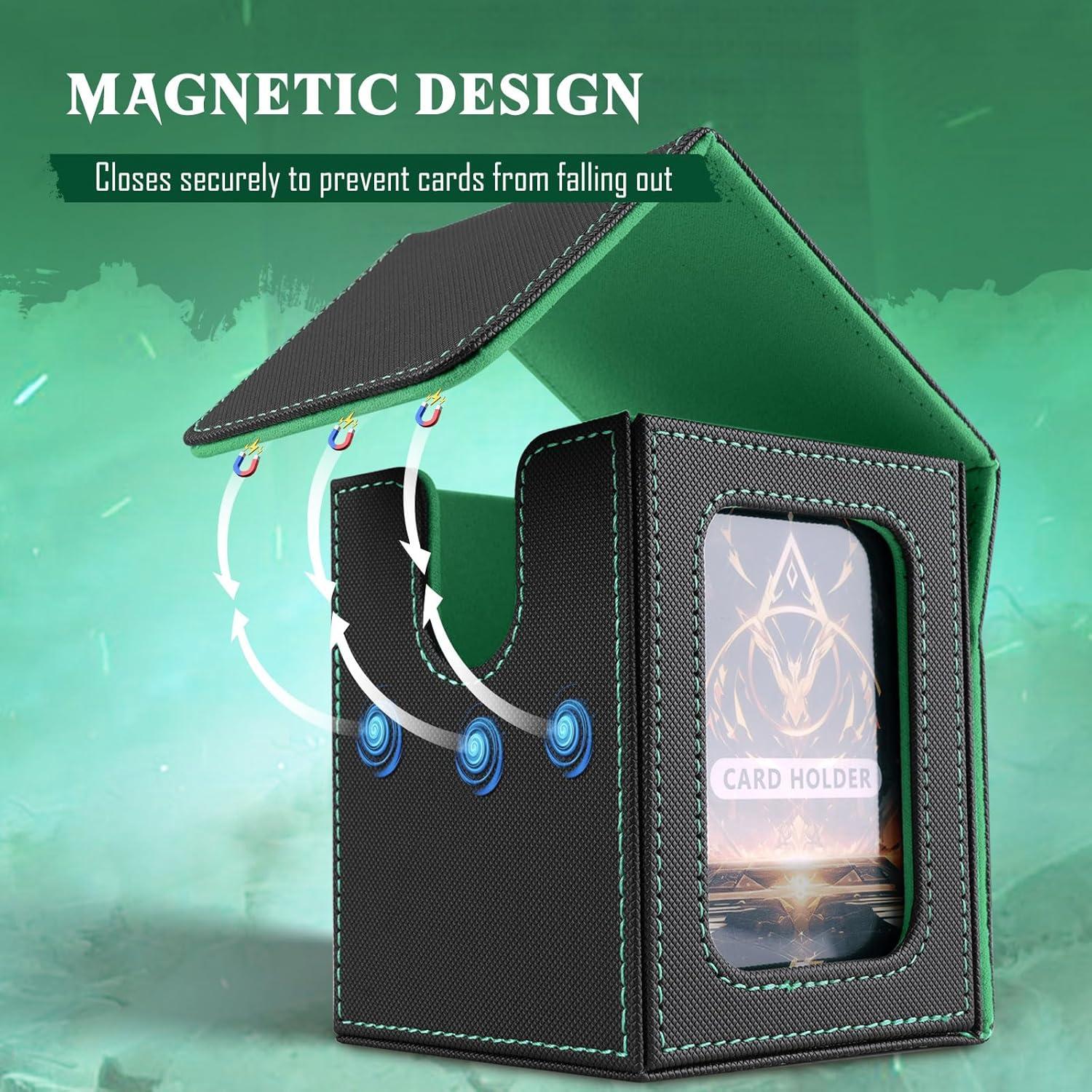 imageTiMOVO MTG Deck Box for 3000 Trading Cards Trading Card Storage Box with 20 Colorful Dividers ampamp 4 Card Supporters 4 Rows Commander Deck Boxes for Magic Game YuGiOh TCG Sport Cards Black GreyBlackGreen