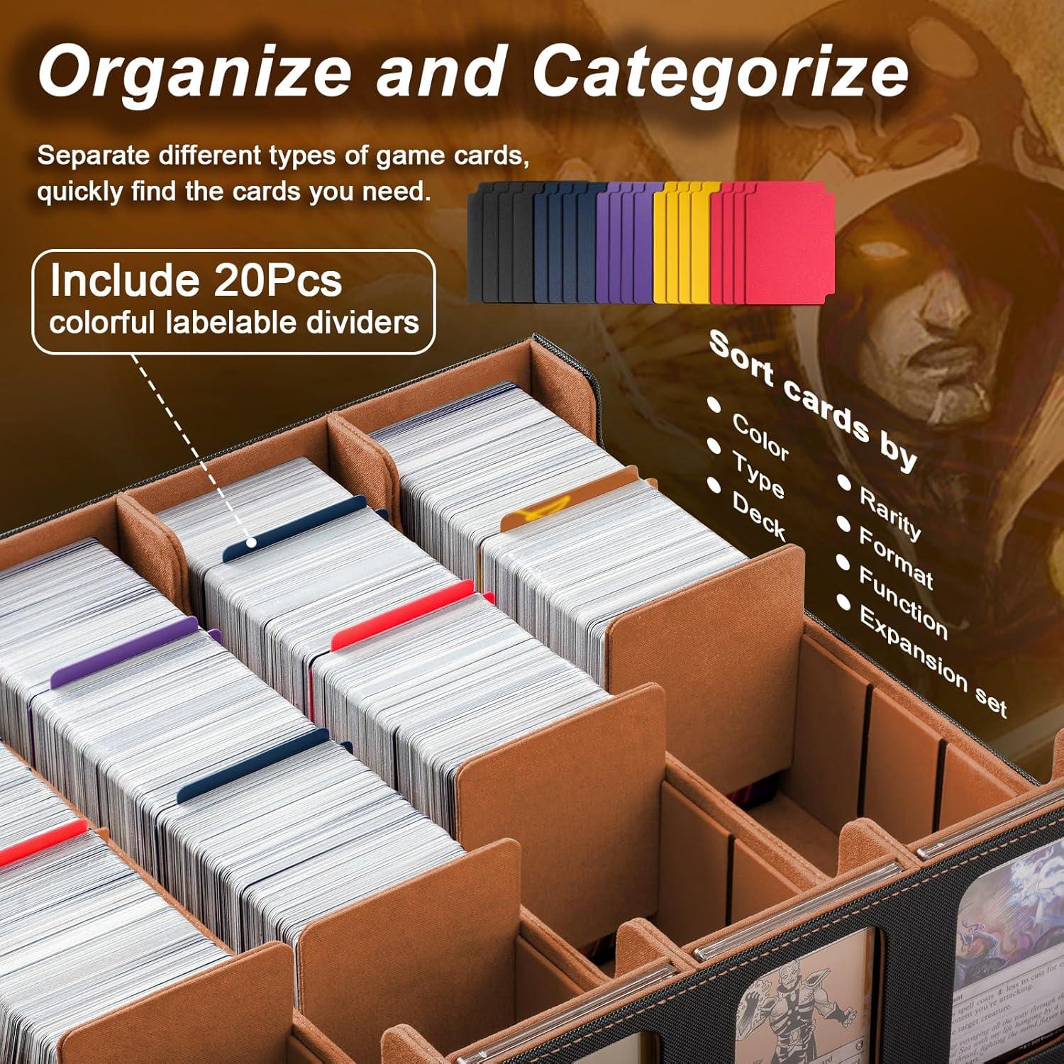 imageTiMOVO MTG Deck Box for 3000 Trading Cards Trading Card Storage Box with 20 Colorful Dividers ampamp 4 Card Supporters 4 Rows Commander Deck Boxes for Magic Game YuGiOh TCG Sport Cards Black GreyGold