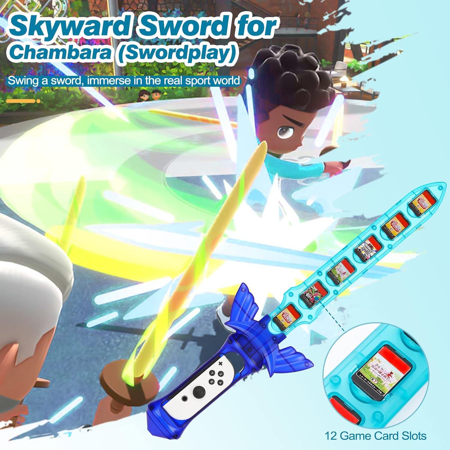 imageTiMOVO Switch Sports Accessories Bundle for Nintendo SwitchSwitch OLED 9 in 1 Switch Sports Game Kit with Switch Golf Club JoyCon Wrist Bands Soccer Leg Straps Tennis Rackets Sword for Chambara