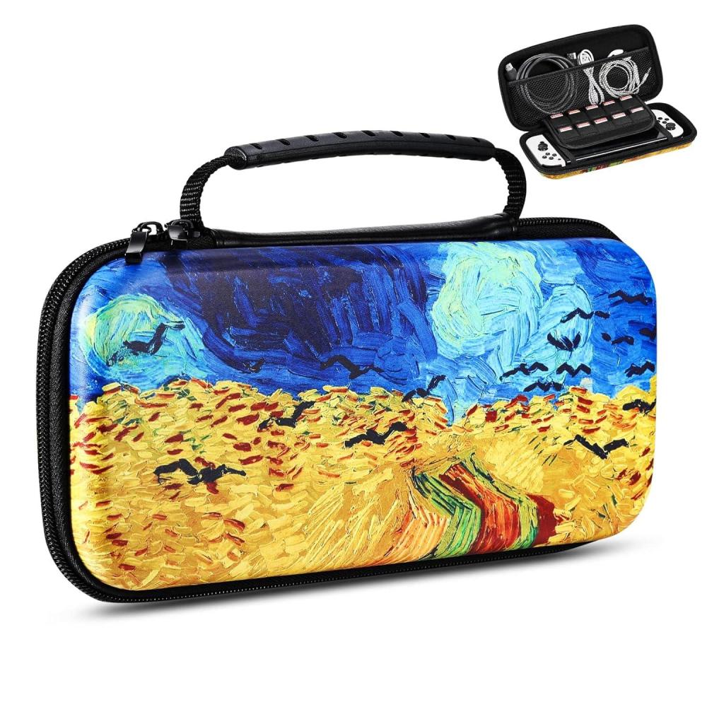 imageTiMOVO Carrying Case Fits for Nintendo Switch OLED Model 2021 ampamp Switch Game Storage Handbag Portable Travel Bag PU Pouch with Pocket for 10 Game Cards ampamp Accessories Crow in the Rye