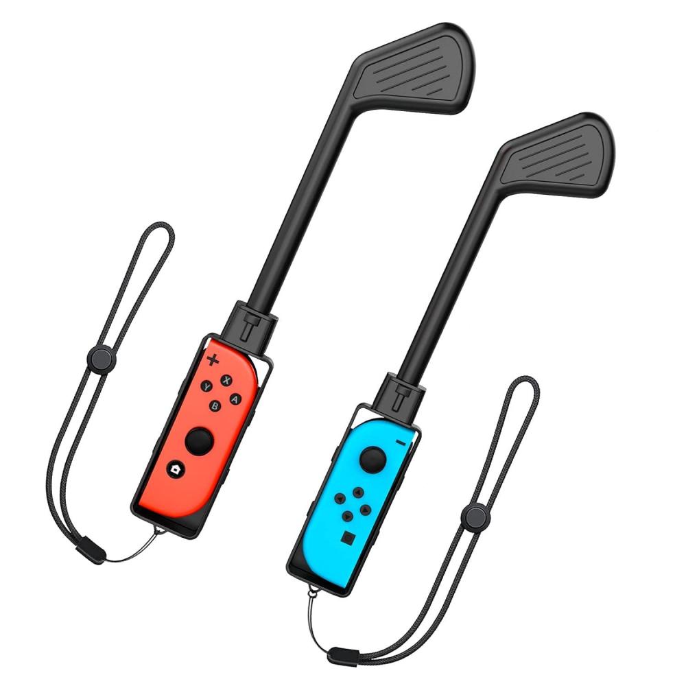 imageTiMOVO Golf Clubs for Switch Mario Golf Super Rush Game 2 Pack Golf Handle Peripherals Golf Grips Sports Game Accessories for Switch JoyCon Controller