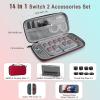 TiMOVO Accessories Bundle Kit for Nintendo Switch 2, 14 in 1 Switch 2 Accessories with Carrying Case, PC Protective Cover, TPU JoyCon Case, 2 Pack Screen Protectors and 8 Pack Thumb Grip Caps-Red(Red)