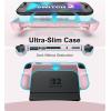 TiMOVO Dockable Case for Nintendo Switch 2 2025, TPU Grip Protective Case Accessories with Quick-Release Joycon Design for Switch 2, Anti-Scratch Shockproof Console Hard Cover, Gray(Pink)