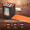 TiMOVO MTG Deck Box for 3000+ Trading Cards, Trading Card Storage Box with 20 Colorful Dividers & 4 Card Supporters, 4 Rows Commander Deck Boxes for Magic Game, YuGiOh, TCG, Sport Cards, Black Grey(Black+Orange)