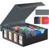 TiMOVO MTG Deck Box for 3000+ Trading Cards, Trading Card Storage Box with 20 Colorful Dividers & 4 Card Supporters, 4 Rows Commander Deck Boxes for Magic Game, YuGiOh, TCG, Sport Cards, Black Grey(Black/Gray)