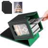 TiMOVO MTG Deck Box for 3000+ Trading Cards, Trading Card Storage Box with 20 Colorful Dividers & 4 Card Supporters, 4 Rows Commander Deck Boxes for Magic Game, YuGiOh, TCG, Sport Cards, Black Grey(Black+Green)