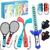 TiMOVO Switch Sports Accessories Bundle for Nintendo Switch/Switch OLED, 9 in 1 Switch Sports Game Kit with Switch Golf Club, Joy-Con Wrist Bands, Soccer Leg Straps, Tennis Rackets, Sword for Chambara