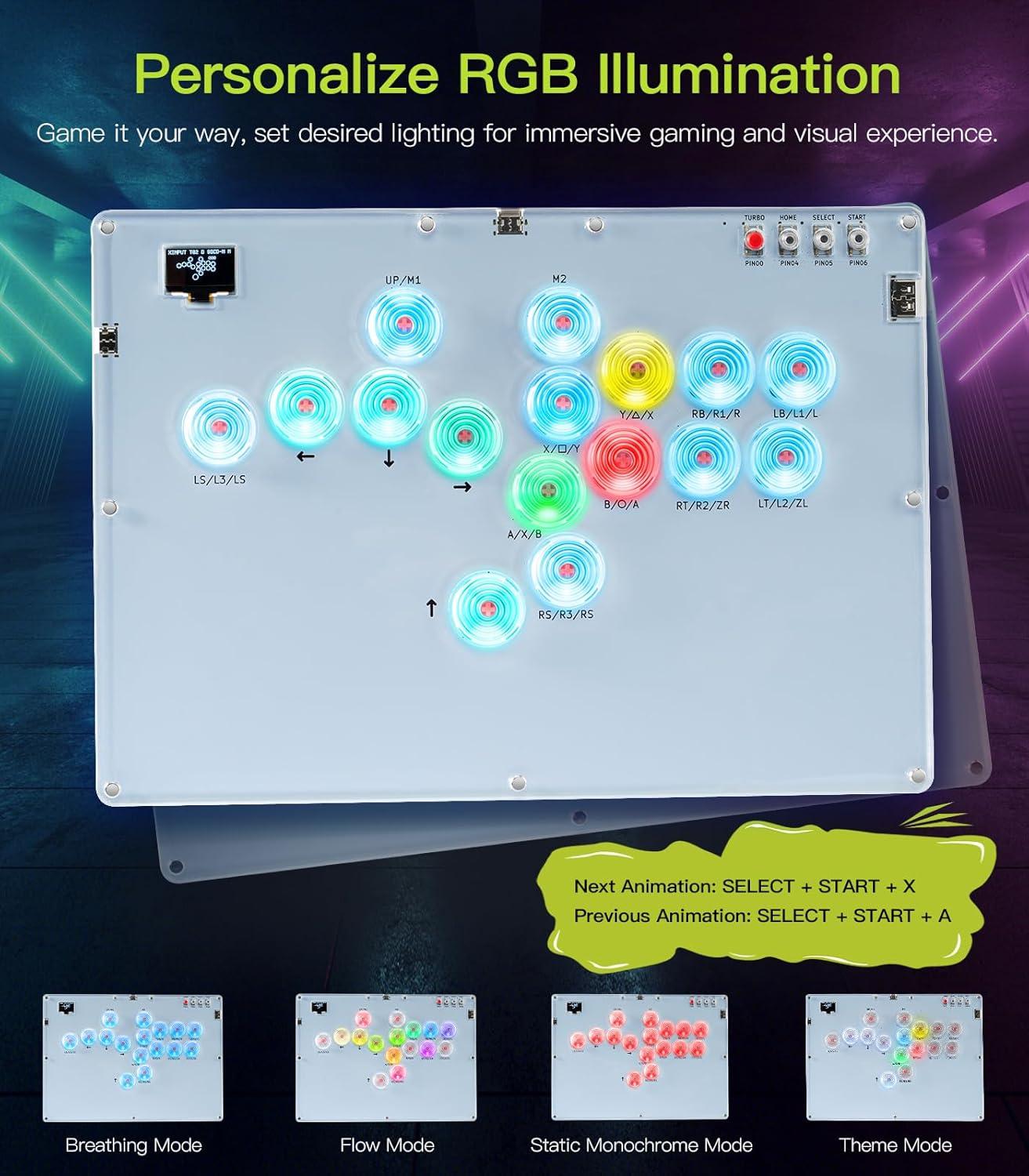 imageTiMOVO Arcade Stick with Turbo Function Custom RGB Leverless 16 Key AllButton Controller for SwitchPCPS4PS3Steam Deck Arcade Fight Stick Game Keyboard Support Hot Swap SOCD DIYWhite