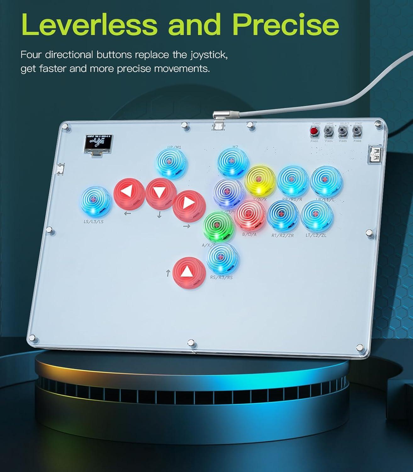 imageTiMOVO Arcade Stick with Turbo Function Custom RGB Leverless 16 Key AllButton Controller for SwitchPCPS4PS3Steam Deck Arcade Fight Stick Game Keyboard Support Hot Swap SOCD DIYWhite