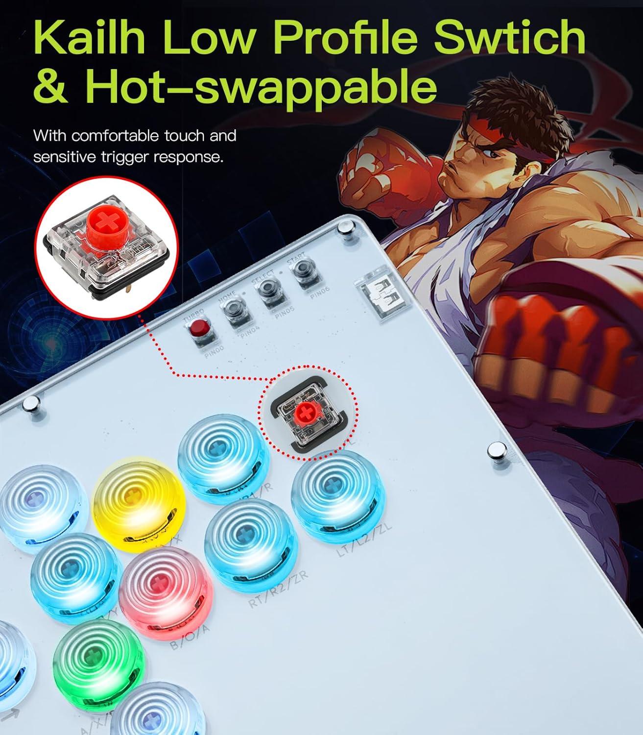 imageTiMOVO Arcade Stick with Turbo Function Custom RGB Leverless 16 Key AllButton Controller for SwitchPCPS4PS3Steam Deck Arcade Fight Stick Game Keyboard Support Hot Swap SOCD DIYWhite
