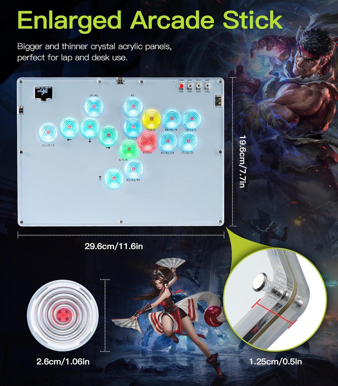 imageTiMOVO Arcade Stick with Turbo Function Custom RGB Leverless 16 Key AllButton Controller for SwitchPCPS4PS3Steam Deck Arcade Fight Stick Game Keyboard Support Hot Swap SOCD DIYWhite