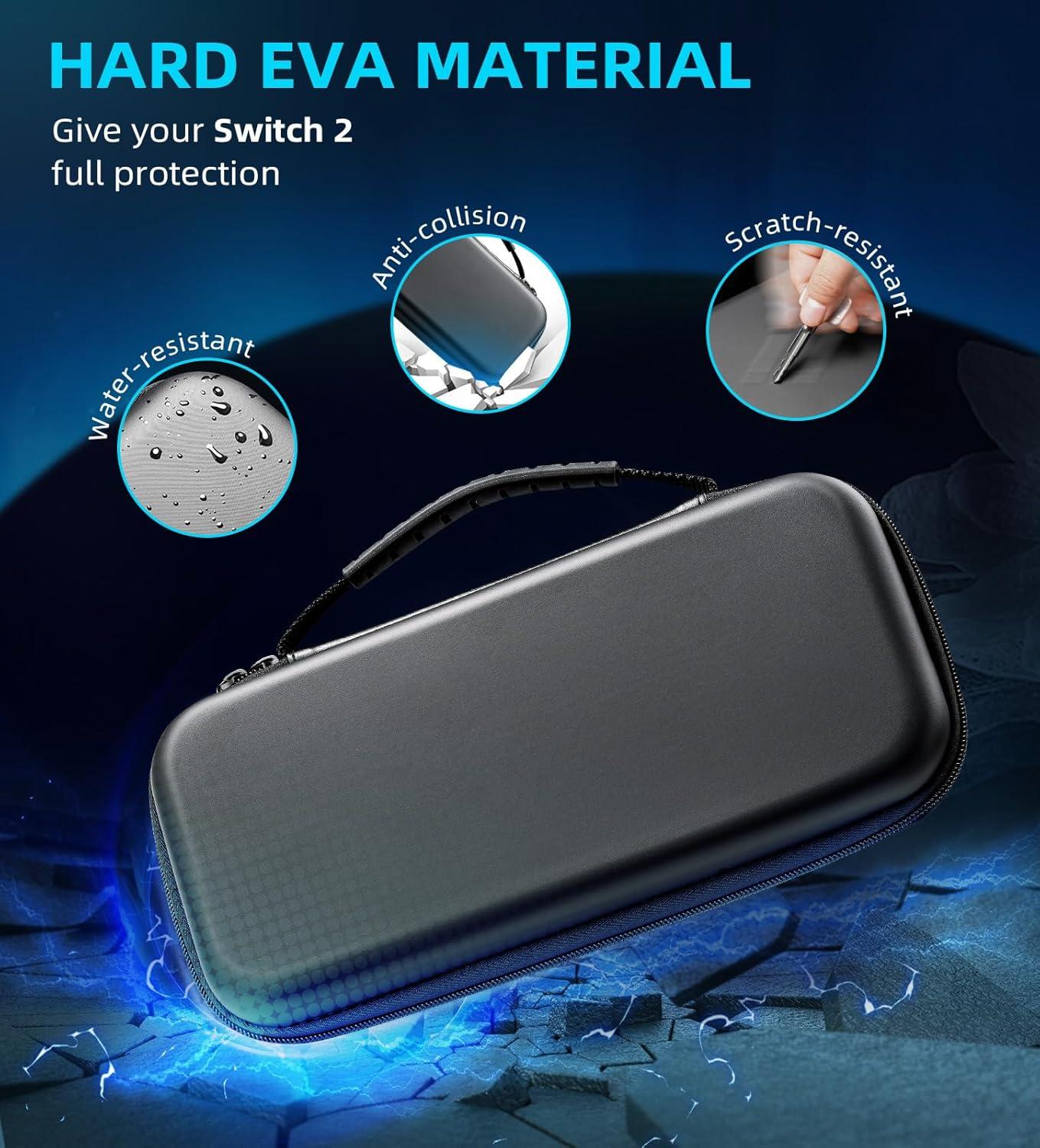 imageTiMOVO Carrying Case Compatible with Nintendo Switch 2 with 10 Game Cartridges and Controller Grip Compatible with Nintendo Switch 2 JoyCon Black