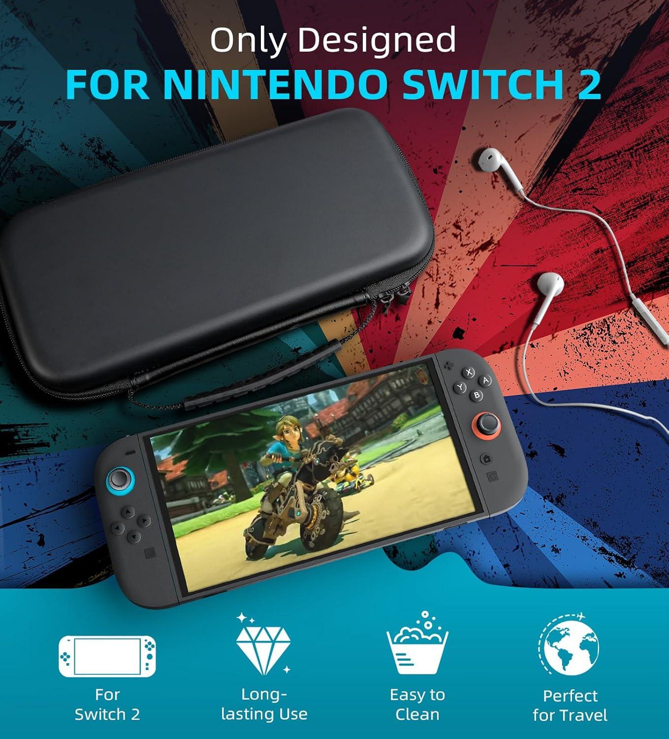 imageTiMOVO Carrying Case Compatible with Nintendo Switch 2 with 10 Game Cartridges and Controller Grip Compatible with Nintendo Switch 2 JoyCon Black