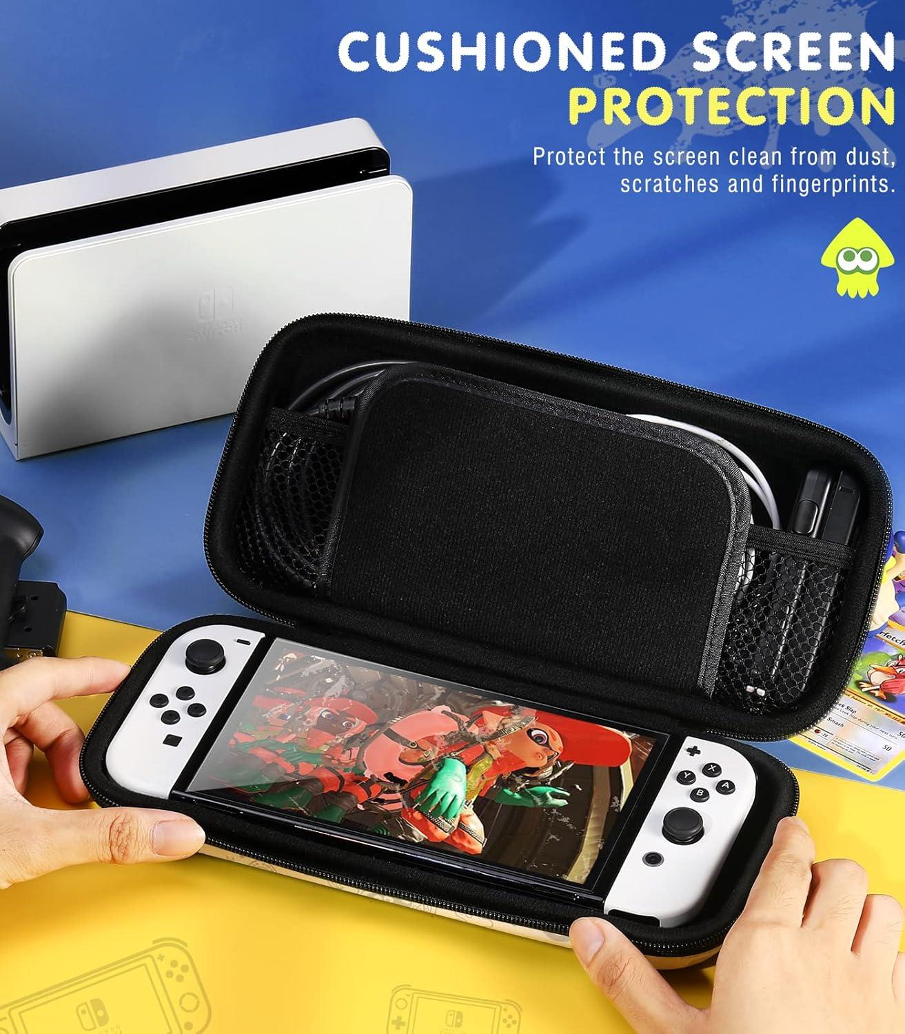 imageTiMOVO Carrying Case Fits for Nintendo Switch OLED Model 2021 ampamp Switch Game Storage Handbag Portable Travel Bag PU Pouch with Pocket for 10 Game Cards ampamp Accessories White Pattern