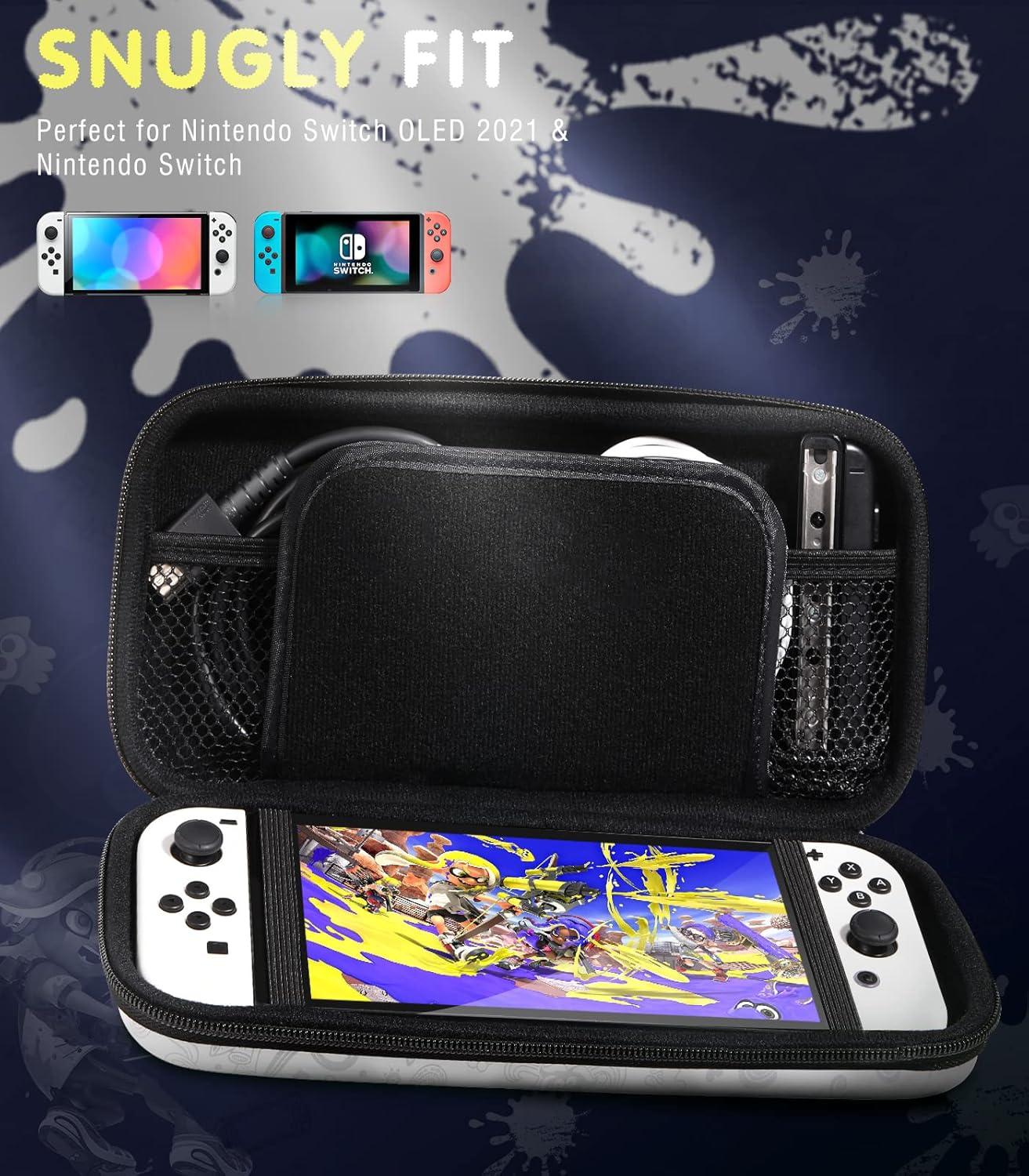 imageTiMOVO Carrying Case Fits for Nintendo Switch OLED Model 2021 ampamp Switch Game Storage Handbag Portable Travel Bag PU Pouch with Pocket for 10 Game Cards ampamp Accessories White Pattern